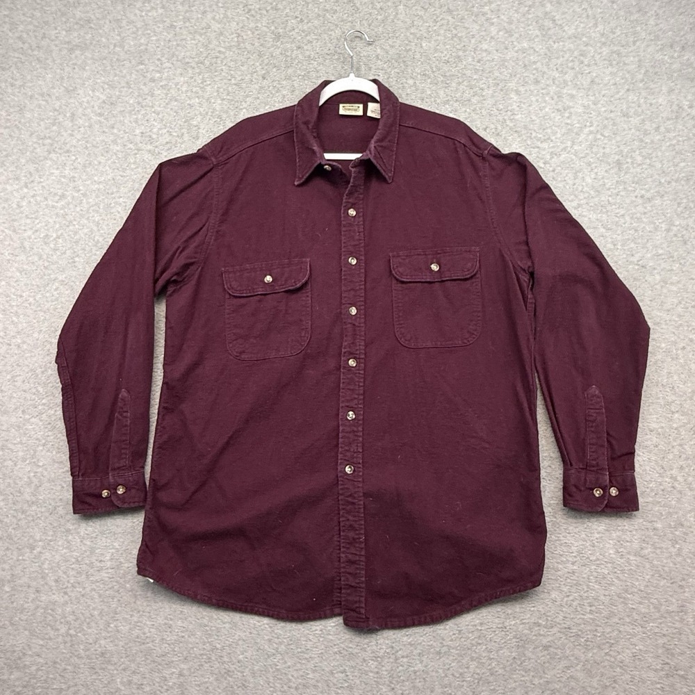 Vtg 90s Five Brothers Men's XLT Cotton Chamois LS Flannel Shirt Burgundy Red